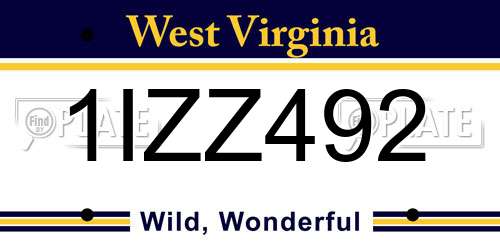 1IZZ492 West Virginia License Plate