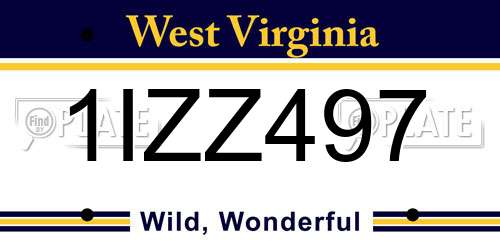 1IZZ497 West Virginia License Plate