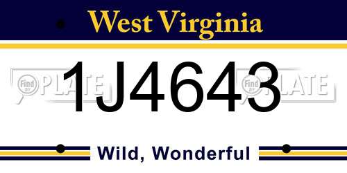 1J4643 West Virginia License Plate