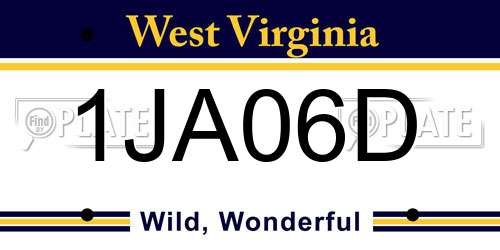 1JA06D West Virginia License Plate