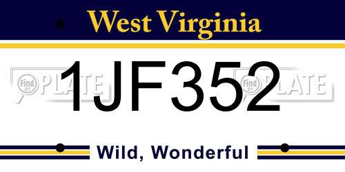 1JF352 West Virginia License Plate