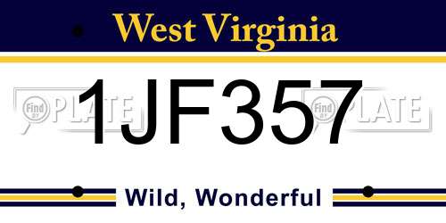 1JF357 West Virginia License Plate
