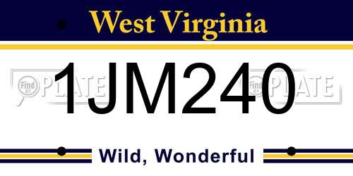1JM240 West Virginia License Plate