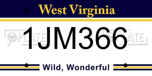 1JM366 West Virginia License Plate