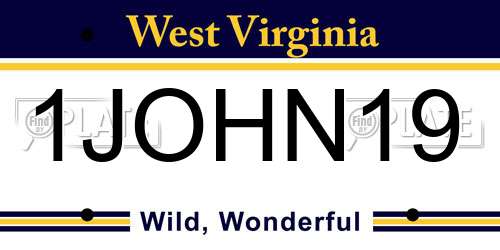 1JOHN19 West Virginia License Plate