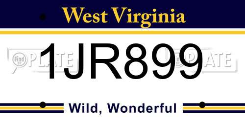 1JR899 West Virginia License Plate