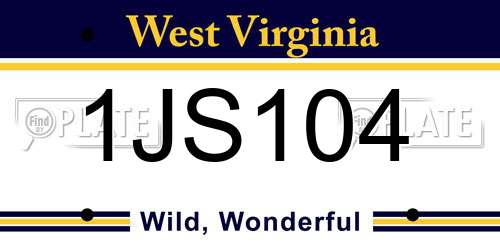 1JS104 West Virginia License Plate