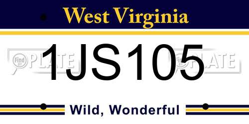 1JS105 West Virginia License Plate