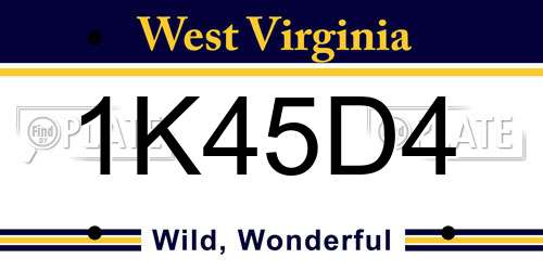 1K45D4 West Virginia License Plate