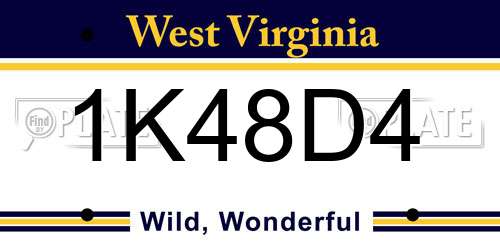1K48D4 West Virginia License Plate