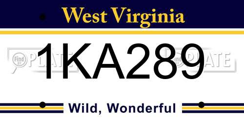 1KA289 West Virginia License Plate
