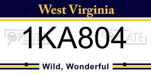1KA804 West Virginia License Plate