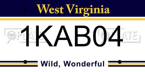 1KAB04 West Virginia License Plate