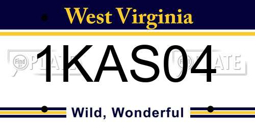 1KAS04 West Virginia License Plate
