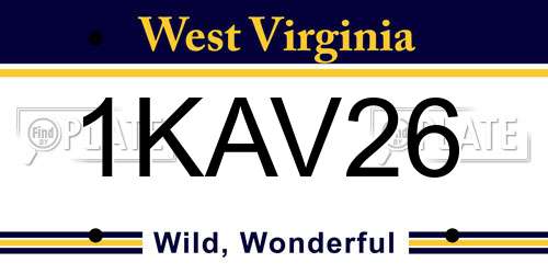 1KAV26 West Virginia License Plate