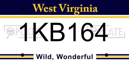 1KB164 West Virginia License Plate