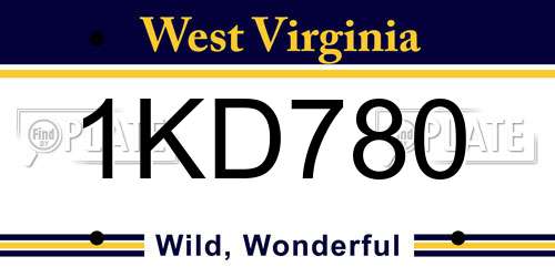1KD780 West Virginia License Plate