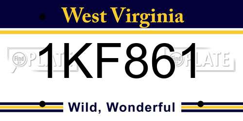 1KF861 West Virginia License Plate