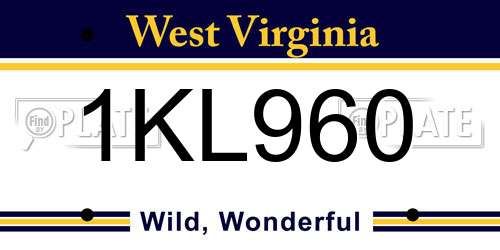 1KL960 West Virginia License Plate