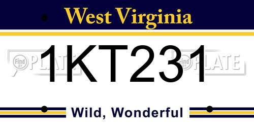 1KT231 West Virginia License Plate