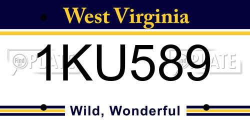 1KU589 West Virginia License Plate