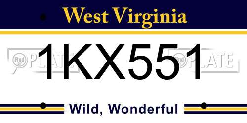 1KX551 West Virginia License Plate