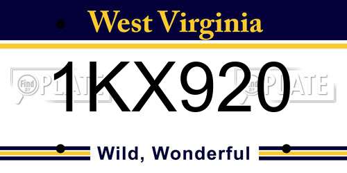 1KX920 West Virginia License Plate