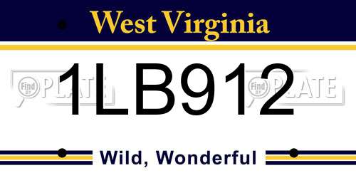 1LB912 West Virginia License Plate