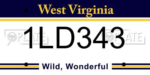 1LD343 West Virginia License Plate