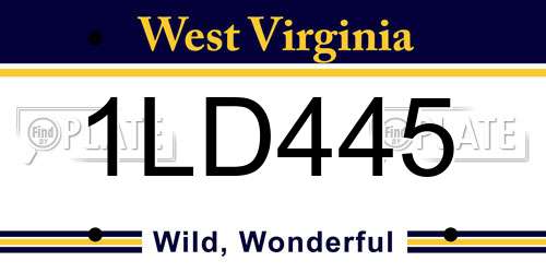 1LD445 West Virginia License Plate