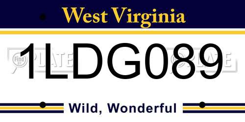 1LDG089 West Virginia License Plate
