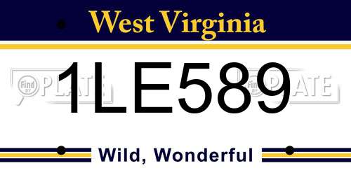 1LE589 West Virginia License Plate