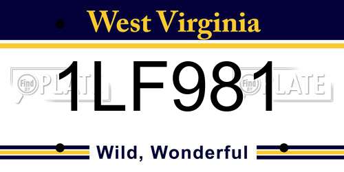1LF981 West Virginia License Plate