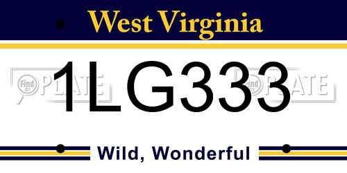 1LG333 West Virginia License Plate