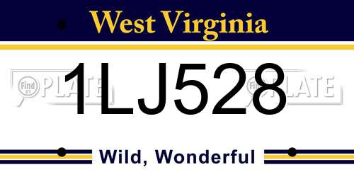 1LJ528 West Virginia License Plate