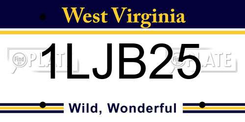 1LJB25 West Virginia License Plate