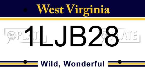 1LJB28 West Virginia License Plate