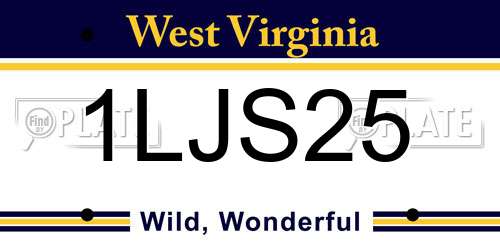 1LJS25 West Virginia License Plate
