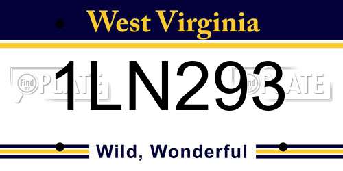 1LN293 West Virginia License Plate