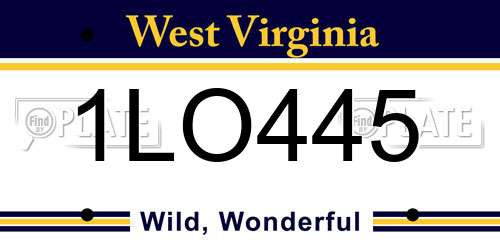 1LO445 West Virginia License Plate