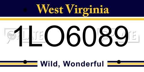 1LO6089 West Virginia License Plate