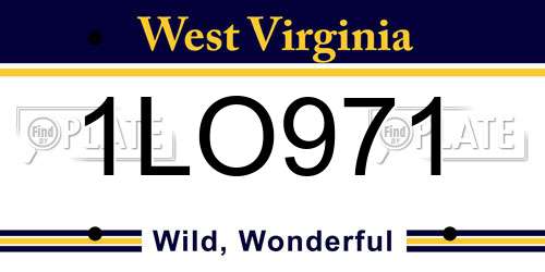 1LO971 West Virginia License Plate