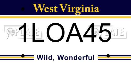 1LOA45 West Virginia License Plate