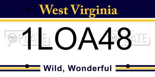 1LOA48 West Virginia License Plate