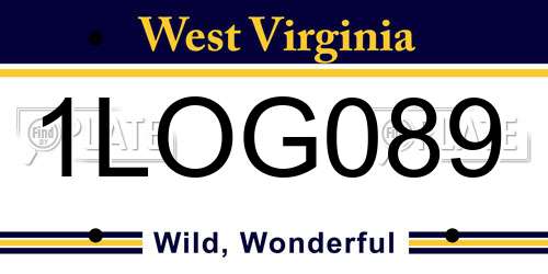 1LOG089 West Virginia License Plate