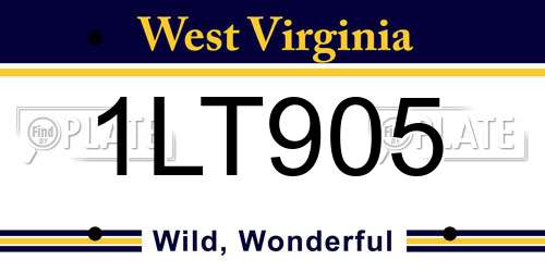 1LT905 West Virginia License Plate