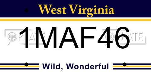 1MAF46 West Virginia License Plate