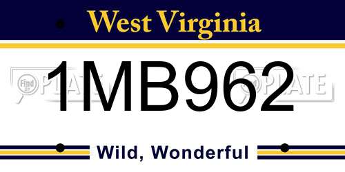 1MB962 West Virginia License Plate