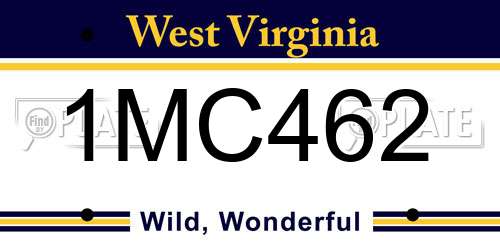 1MC462 West Virginia License Plate