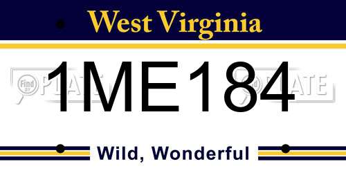 1ME184 West Virginia License Plate